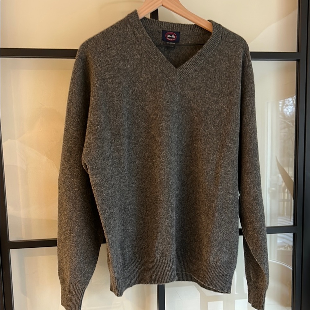 Allen Solly Gray V-Neck Sweater with Long Sleeves